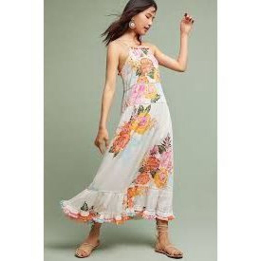 Farm Rio Havana Floral Dress Sz S Pom Pom Hem Gorgeous